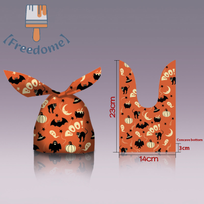 【Freedome】 50pcs Halloween Candy bags ฟักทองค้างคาวขนมขบเคี้ยวบิสกิตของขวัญถุงอุปกรณ์พรรค