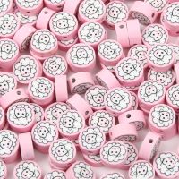 ¤✐❆ 20/50/100pcs Pink Sheep Polymer Clay Beads Round Clay Loose Spacer For Jewelry Making Diy Bracelet Necklace Earring Supplies