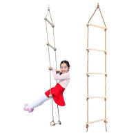 Kids Wooden Swing Outdoor Game Toy 5-level Ladder Playground Climbing Wooden Rope Ladder for Kids IndoorOutdoor 5.7 Feet Length