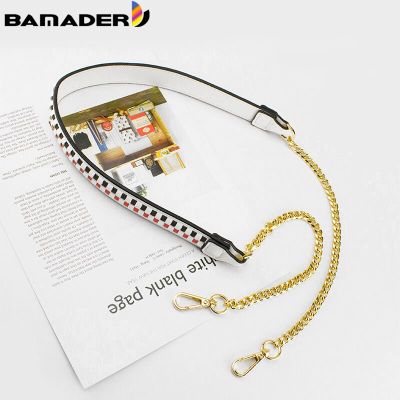 BAMADER Metal Chain Strap Leather Handle Shoulder Strap Replacement Woman Shoulder Messenger Chain Bag Strap Handbag Accessories
