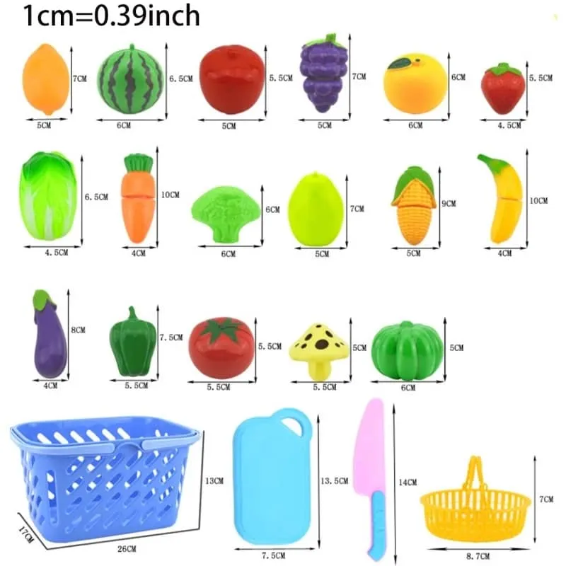 Cutting Pretend Play Food Toys for Kids Kitchen Set Playset Accessories BPA  Free Peel & Cut Toy Food Fruits and Vegetables Toys, Christmas Birthday  Gift for Toddlers Girls Boys Kids Storage Basket 