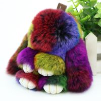 Cute Pluff Bunny Keychain Rex Genuine Rabbit Fur Key Chains For Women Bag Toys Doll Fluffy Pom Pom Lovely Pompom Keyring