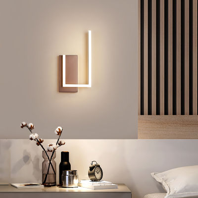 Modern Minimalist Wall Lamps Living Room Bedroom Bedside 10W AC96V-260V LED Sconce Gold Coffee Lamp Aisle Lighting Decoration