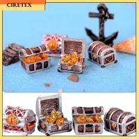 เครื่องตกแต่งบ้านตุ๊กตาของเล่นขนาดเล็ก CIRETEX เกมผจญภัยโจรสลัดภูมิทัศน์ไมโครกล่องเก็บเครื่องประดับหีบสมบัติขนาดเล็ก