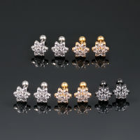 1 Pair 1620G Titanium Steel Sunflower Ear Studs Earrings Cartilage Helix Tragus Cubic Zirconia Gold Silver Black Anti-Allergic