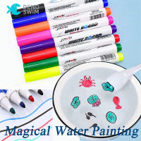 DENOSWIM 8/12สี Magical ภาพวาดน้ำปากกาเด็ก Magic ลอยน้ำที่มีสีสัน Marker ปากกา Doodle ปากกาเด็ก Early Education ของเล่นวาดของเล่น