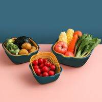 【CC】 Draining basket double-layer washing basin plastic 6-piece set leaking filter fruit and vegetable