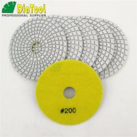 DIATOOL 6pcs 4" #200 Diamond Flexible Wet Polishing Pads For Stone Ceramic Tile White Bond Stone Sanding Discs Diameter 100mm