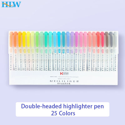 25 สี Highlighters Pastel Markers Dual เคล็ดลับปากกาเรืองแสงสำหรับวาดภาพวาด Doodling Marking โรงเรียนเครื่องเขียน Office-Yrrey