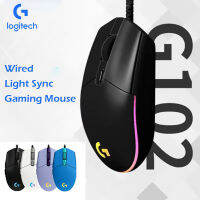 G102 Light Sync เมาส์สำหรับเล่นเกมแบบมีสายพร้อมไฟ RGB,เซ็นเซอร์เกรดเกม,น้ำหนักเบา8K Dpi สำหรับพีซีแล็ปท็อป Gamer