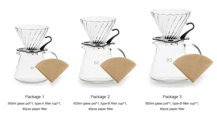 Custom 400ml 600ml 800ml Borosilicate Glass Pour Over Coffee Maker Glass  Coffee Pot with Filter - China Pour Over Coffee Makers and Glass Coffee Pot  price