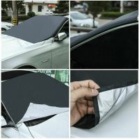 ‘；。【； Car Magnetic Front Window Sun Shade Cover With Flap Safety Strap Windshield Snow Protective Windscreen Sun Shade For Automobiles