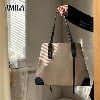 AMILA กระเป๋าแฟชั่นสตรี ใหม่ การแข่งขันทั้งหมด ไนลอน ความจุสูง ช่องคู่ การปฏิบัติจริง กระเป๋าสะพาย