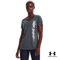 Under Armour UA  Womens Velocity Vertical Script Short Sleeve V-neck อันเดอร์ อาร์เมอร์ เสื้อออกกำลังกายสำหรับผู้หญิง