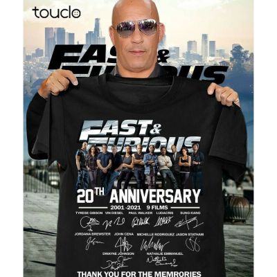 2023เสื้อยืดใหม่👕🛒 Tee Fast.And.Furious 20th Anniversary 2021 9 เสื้อยืดลําลองแขนสั้นพิมพ์ลาย Thank You สําหรับผู้ชาย