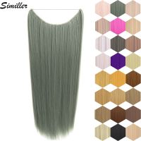 Similler Synthetic Long Straight Women Hair Extensions Black Brown High Tempreture Hair Piece Invisible Wire No Clip in