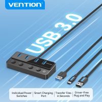 Vention USB ฮับความเร็วสูง7พอร์ตหลายประเภท C ไปยัง USB 3.0ฮับตัวแยกอะแดปเตอร์สำหรับ MacBook Pro IPad Pro Xiaomi ฮับ USB Lenovo