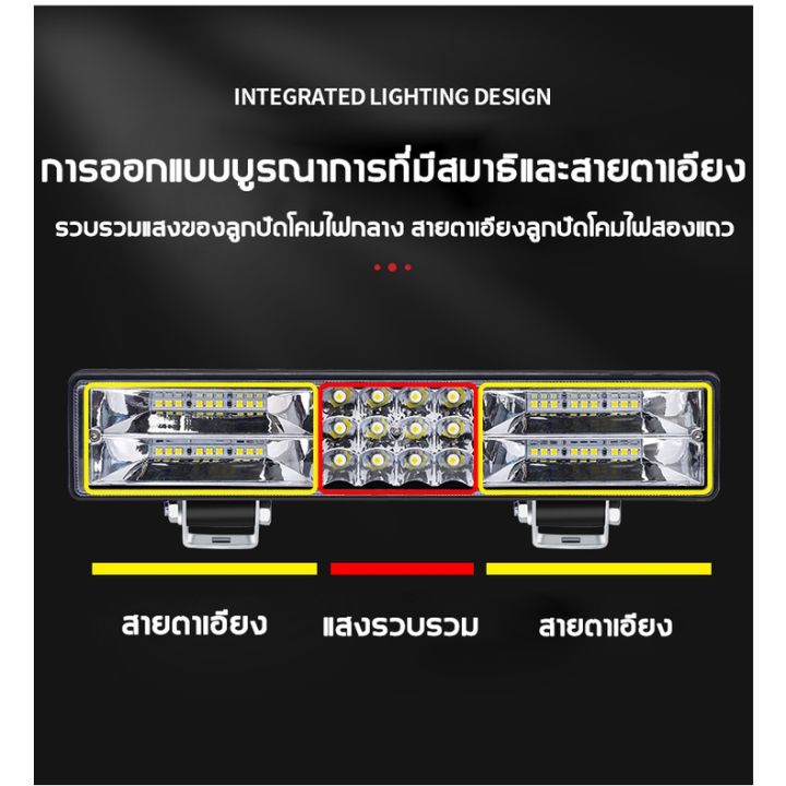 สว่างเพิ่มขึ้น-100-เท่า-ไฟสปอร์ตไลท์รถยนต์-12-80v-หลอดไฟสว่าง-60-เม็ด-3-แถวแสงสว่าง-ไฟช่วยตัดหมอก-ไฟหน้ารถ-ไฟรถยนต์