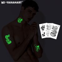 Green Luminous Tattoo Sticker Deer Glowing Snake Waterproof Temporary Tattoo Wrist Fake Tattoo Body Art Women Men