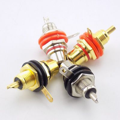 ；【‘； 1Pair (2Pcs)  Plated RCA Jack Connector Panel Mount Chassis Audio Socket Plug Bulkhead With NUT Solder CUP