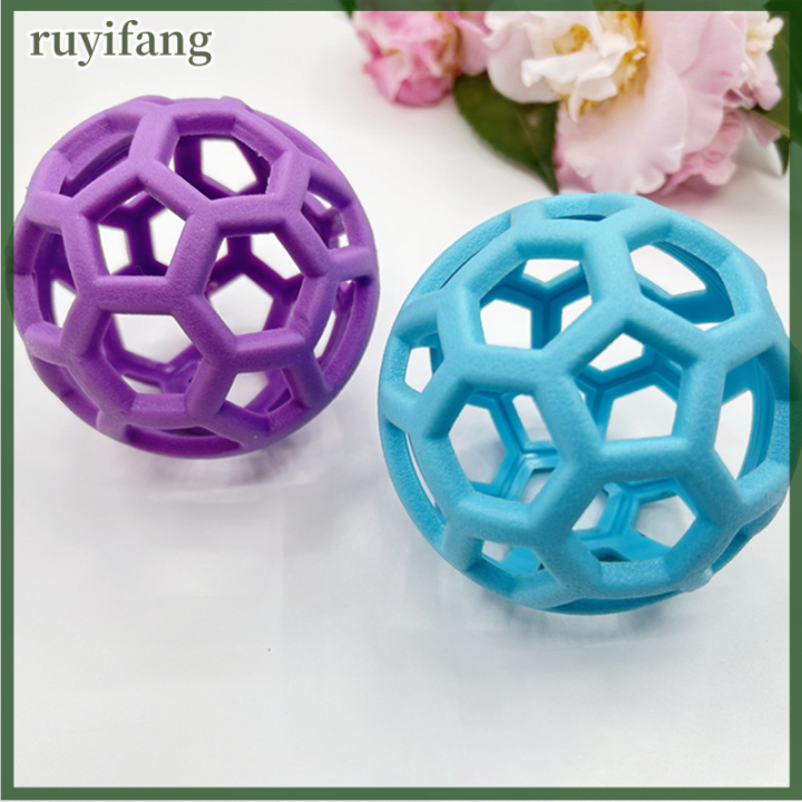 ruyifang-ของเล่นที่ทำจากยางธรรมชาติของสุนัขลูกบอลเพื่อความปลอดภัยรูปทรงเรขาคณิตของสุนัขลูกบอลแบบอินเตอร์แอคทีฟลูกสุนัขการฝึกเล่นฟันทำความสะอาดฟันของเล่นกลวง