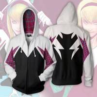 เสื้อผ้าผู้ใหญ่3D Gwen Spiderคอสเพลย์เสื้อกันหนาวมีปกฮู้ดพร้อมซิป