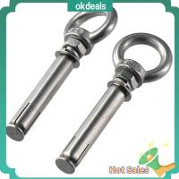 OKDEALS 8pcs 304สแตนเลสสตีล สลักเกลียวขยาย ทนทานสำหรับงานหนัก M8 สลักเกลียวสกรู ฮาร์ดแวร์สำหรับคลังสินค้า เงินสีเงิน สลักเกลียวตา สมออิฐคอนกรีตติดผนัง