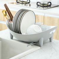 X7AB Dish Drying Rack Oval Shaped Drainer with Utensil Holder Plate Bowl Cutlery Storage Vegetable Basket Kitchen Organizer