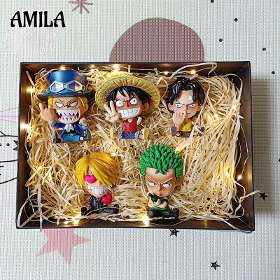 AMILA One-Piece Hand-held Confidence Luffy Picking Nose Ace Model Ornament Toy Cake Baking Birthday Gift