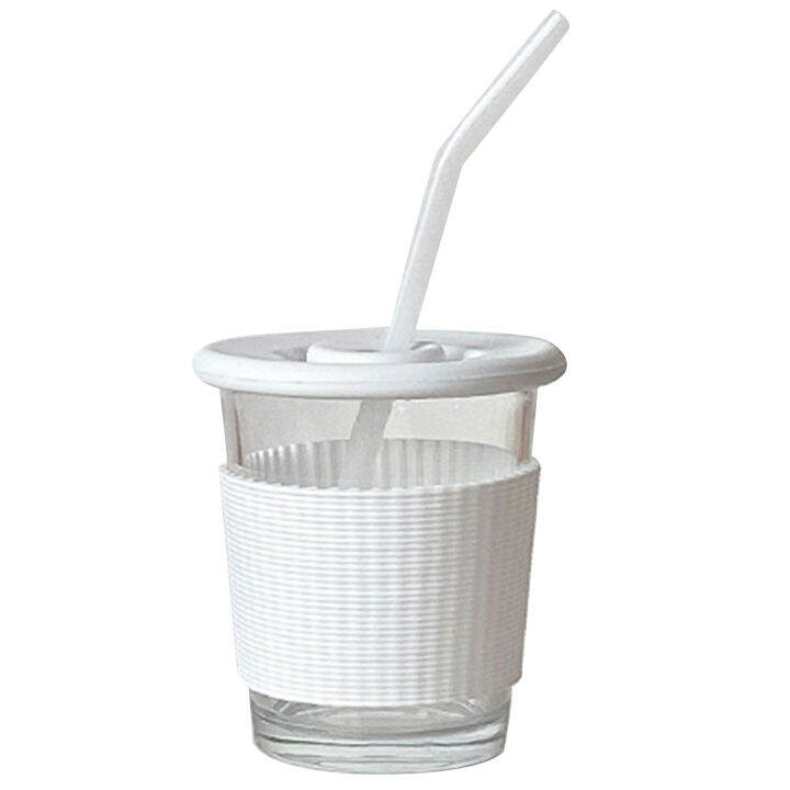 Highquality Sodalime Glassware Latte Cup Glass Premium Glass Coffee Mug with Lid Straw Heat