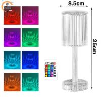 ❂卐 【IS】 Desk Lamp Touch Control Rgb Color Light Crystal Lampshade Bedroom Romantic Decoration Lamp Usb Rechargeable Night