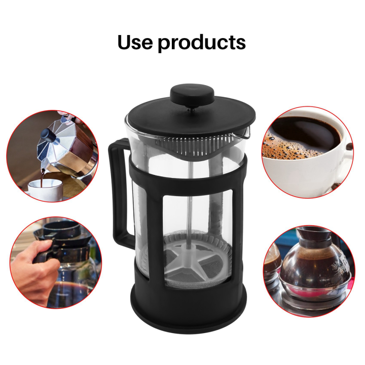 4x-glass-french-press-coffee-tea-maker-600ml-coffee-press-borosilicate-glass-with-heat-resistant-handle