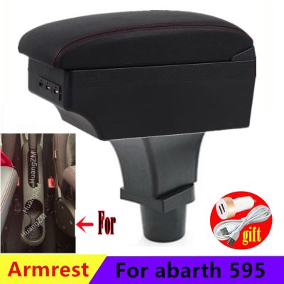 hot！【DT】▤❐  abarth 595 Armrest Central Store Content Storage with Cup Holder Ashtray USB Interface
