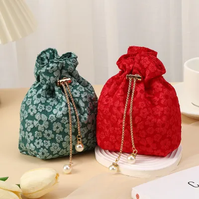 Party Gift Wedding Gift Bag Jewelry Gift Cloth Bag Gift Bag Drawstring Bag Pearl Chain Drawstring Bag Candy Bags