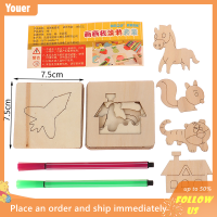 【Youer】 ชุดลายฉลุวาดรูปไม้สำหรับเด็กของเล่นเพื่อการศึกษาแบบใช้ซ้ำได้สำหรับตกแต่งแบบทำมือ