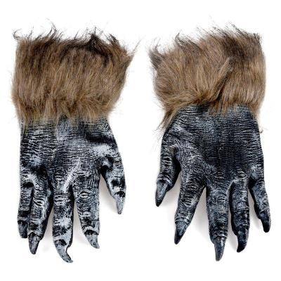 1 Pair Wolf Gloves Halloween Mask animal mask set werewolf Masquerade Wolf (Size: L, Color: Black)