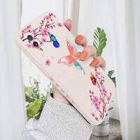 เคส PMP สำหรับ Xiaomi Redmi Note 7 Redmi Note 7 Pro เคสโทรศัพท์ลายผีเสื้อสีสันสดใสรูปพีชบานเคสป้องกันกล้องคลุมทั้งหมดปลอกซิลิโคนน้ำรูปแบบขอบสี่เหลี่ยม