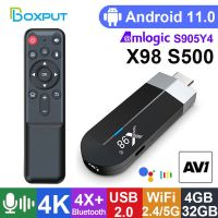 X98 S500 11ทีวีสติ๊ก Amlogic S905Y4 Quad Core 4G 32G AV1 4K 60fps 5G Wifi Googl Player X98 Dongle 2G 16G Dingyu0776165กล่องทีวี