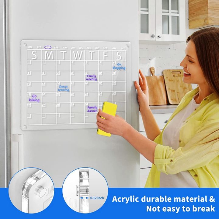 1-set-acrylic-dry-erase-board-dry-erase-board-calendar-for-fridge-16x12-inches-clear-dry-erase-calendar-includes-6-markers