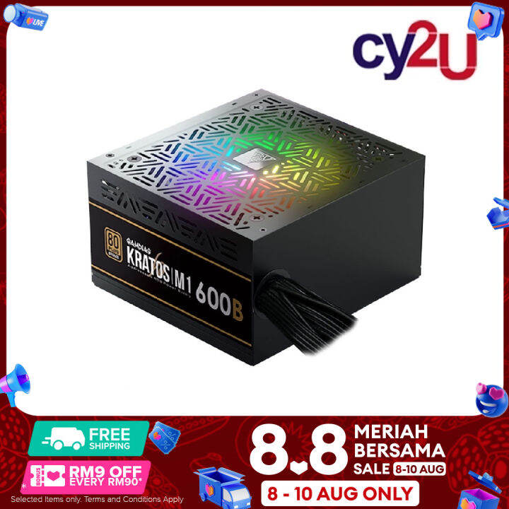Gamdias Kratos M1 600B 600W 80+ Bronze Efficiency RGB Power Supply Unit