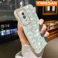 YIWESAN เคสสำหรับ Vivo Y02 Y02A Y11 2023ดีไซน์ใหม่การ์ตูนหมีน้อยหรูหราเคสมือถือชุบโลหะลายขอบสุดสร้างสรรค์เคสป้องกันแบบนิ่มคลุมทั้งหมดเคสกันกระแทกเลนส์กล้องถ่ายรูป