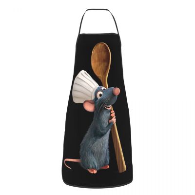 Unisex Ratatouille Chef Remy With Spoon Apron Adult Women Men Chef Tablier Cuisine for Kitchen Cooking Animated Film Painting Aprons
