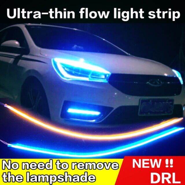 2pcs-new-drl-ultra-thin-flow-light-strip-flowing-light-bar-headlight-fog-lamp-daytime-แถบแสง-ไฟวิ่งกลางวัน-บริการเก็บเงินปลายทาง