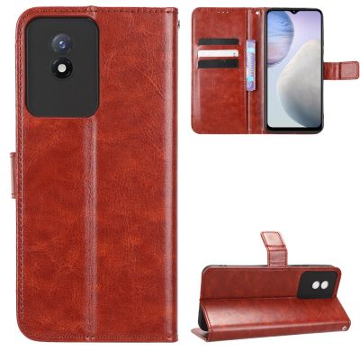 เคส Y02แบบฝาพับสำหรับ VIVO เคสแท่นวางโทรศัพท์แบบ Y02มีกระเป๋าเงินเคส PU หนังกลับ