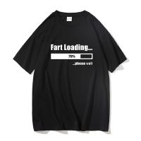 ผ้าฝ้ายแท้ เสื้อยืดลําลอง ผ้าฝ้าย แขนสั้น ทรงหลวม ลาย Fart Loading Please Wait สไตล์คลาสสิก สําหรับผู้ชาย WE231  IURG