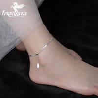 TrustDavis จริง925เงินสเตอร์ลิงผู้หญิงแฟชั่นงูโซ่ Anklets สำหรับเพื่อนที่ดีที่สุดคนรักของขวัญวันเกิด925เครื่องประดับ DA2988