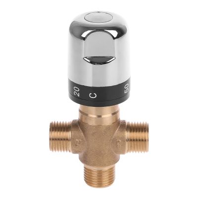 ⊕▽✖ Solid Brass G1/2 Male 3 Way Thermostatic Mixing Valve Shower Water Temperature Control