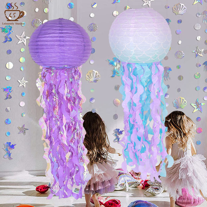 Mermaid Party Decoration Diy Hanging Jellyfish Lantern Little ...