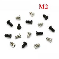 100Pcs M2 Carbon Steel Phillips Flat Thin Head Laptop Drive Screw Computer Repair Screw Harden Length 3/3.5/4mm Nails Screws  Fasteners