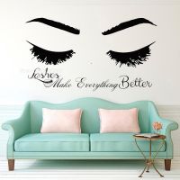 [COD] Eyelashes Lashes Wall Decal Vinyl Stickers Studio Customized Decals Phrase Make fine LL423